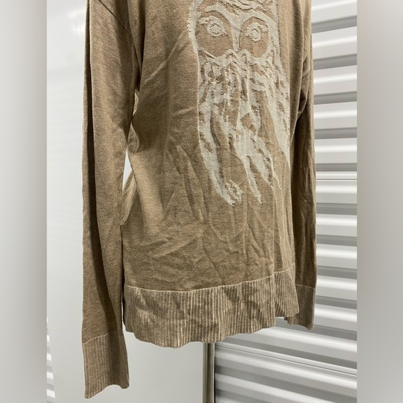 Tan Owl Long Sleeve Cardigan with big decorative Buttons by Kensie - Medium - Picture 3 of 9